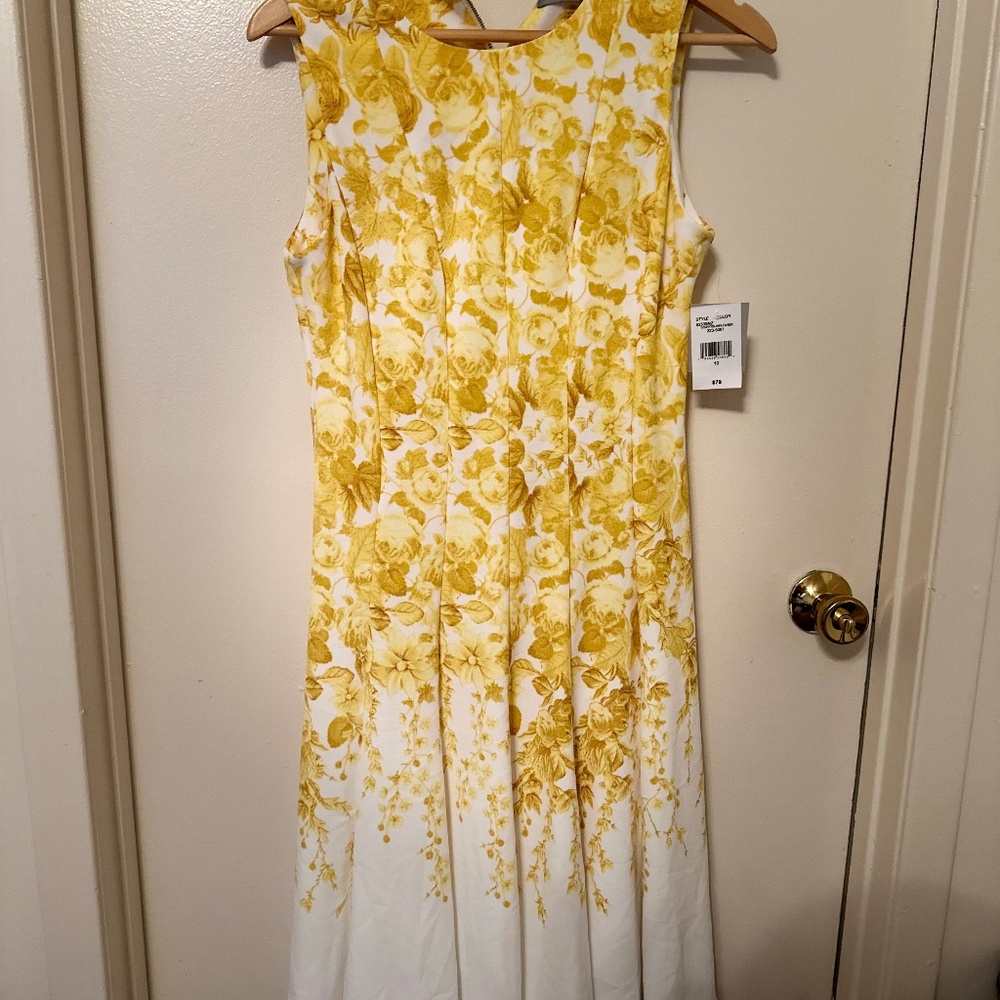 Yellow and white floral casual dress